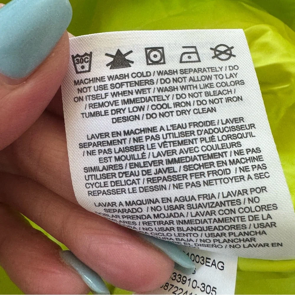 Nike Neon Green Yellow Packable Hooded Windbreaker Crop Jacket Semi Sheer S - Picture 6 of 8